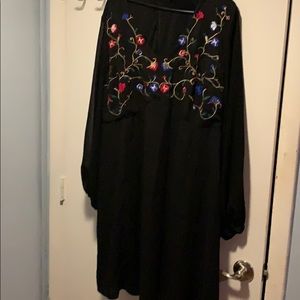 Cato 24w midi length, sheer long sleeved dress